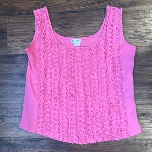 Vintage Womens Barbie Pink Textured Tank Square Neck Small Y2K Retro‎ Summer